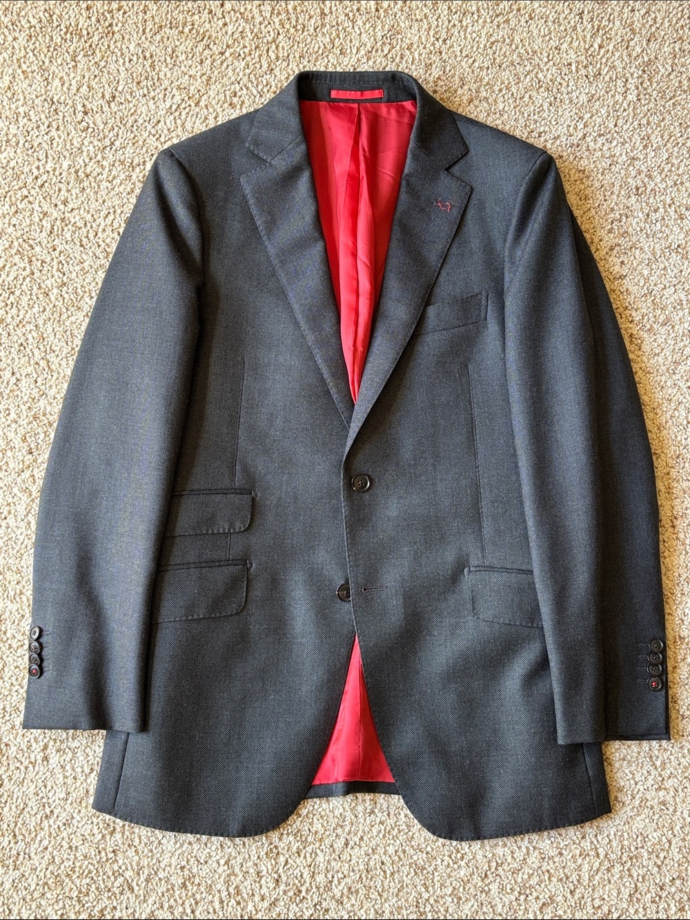 SuitSupply Men’s Gray Birdseye Wool 2 Btn Blazer Sport Coat Jacket Eu 46 US 36
